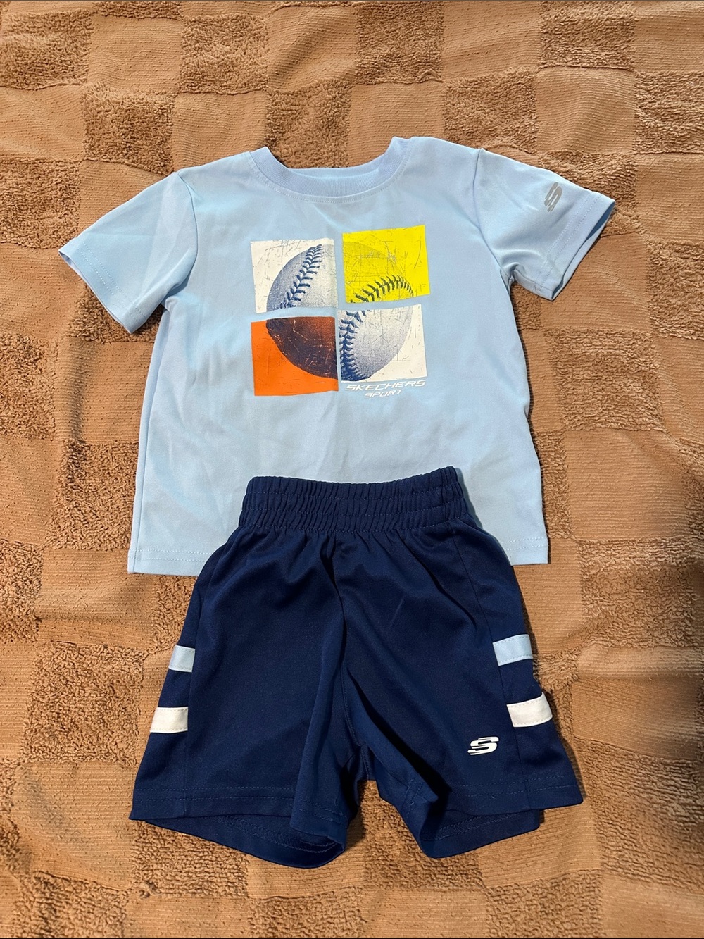 Skechers Light Blue Tee with Navy Athletic Shorts